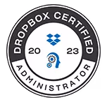Dropbox Rubix Studios and Dropbox certification badge.